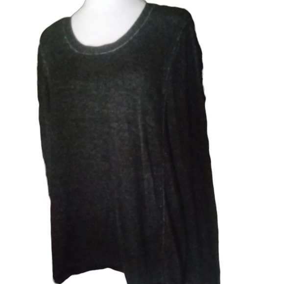 Eileen Fisher Organic Cotton Tencel Blend Washed Black Relaxed Fit Sweater Large - Picture 5 of 8